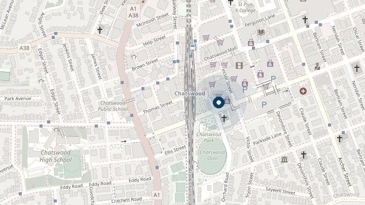 Map showing Sirius Health in the Mandarin Centre, Chatswood